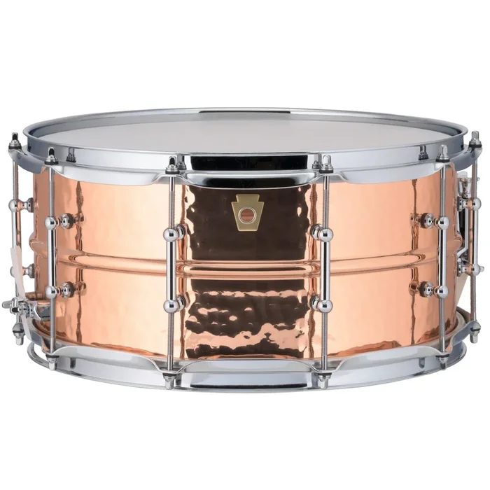 Ludwig LC662KT Copper Phonic 6.5×14 Hammered Smooth Polished Shell, Tube Lugs Snare Drum
