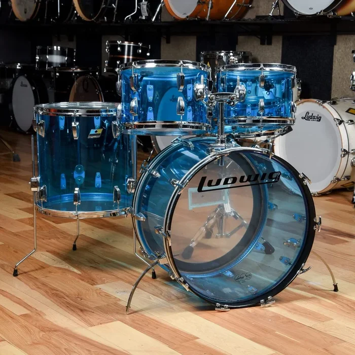 Ludwig Vistalite 12/13/16/22 w/5×14 Snare Blue 1970s
