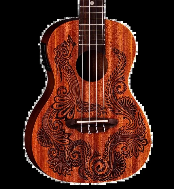 Luna Henna Dragon Mahogany Concert Ukulele Natural w/bag