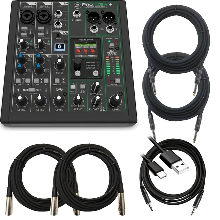 Mackie ProFX6v3+ 6 Channel Mixer CABLE KIT