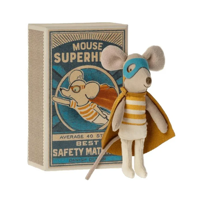 Maileg little brother in matchbox – super hero