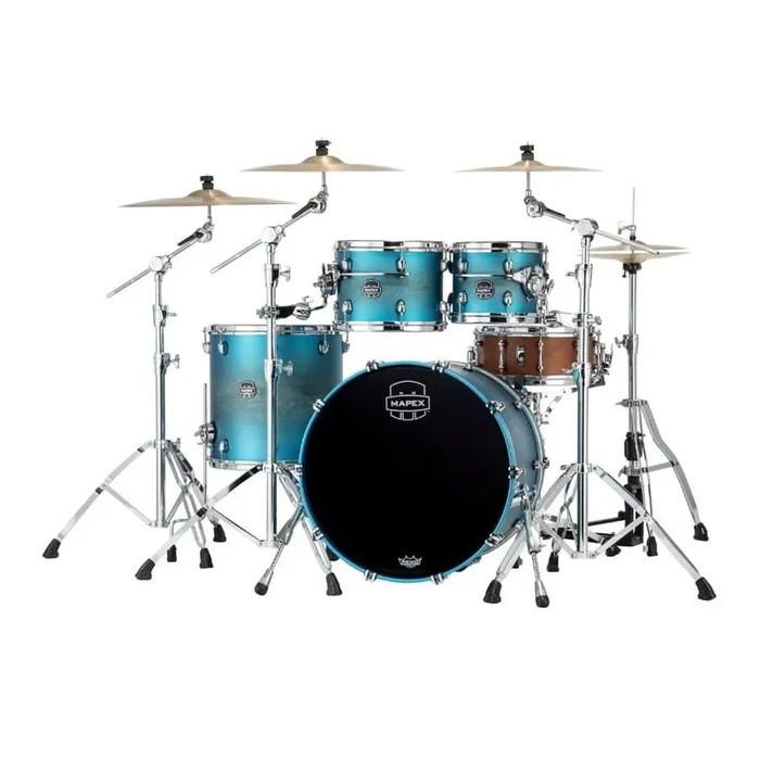 Mapex Saturn Evolution Rock 4 Pc Birch Drum Set w/o Snare 22/10/12/16 Exotic Azure Burst