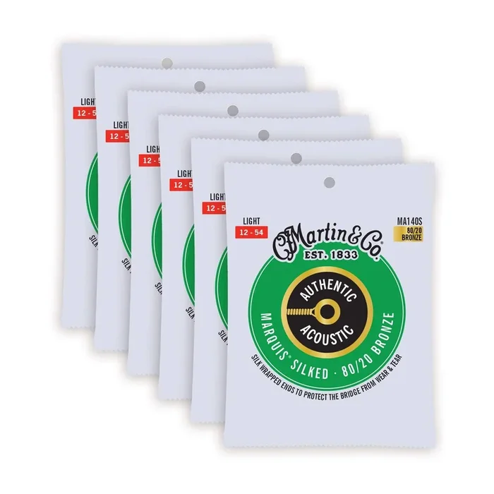 Martin MA140S Authentic Acoustic Marquis Silked 80/20 Bronze Light 12-54 (6-Pack Bundle)