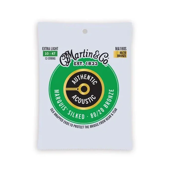 Martin MA180S-U Authentic Acoustic Marquis Silked 80/20 Bronze Guitar Strings, Extra Light