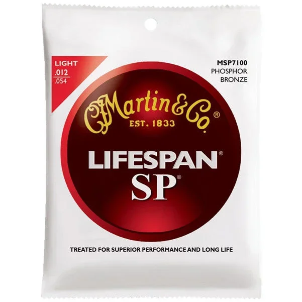 Martin MSP7100 Acoustic Guitar Strings – Phosphor Bronze, Light – 12-54