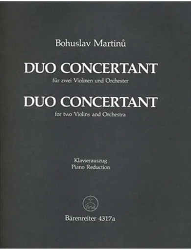 Martinu, Bohuslav: Duo Concertant for Two Violins (2 violins & piano) Barenreiter