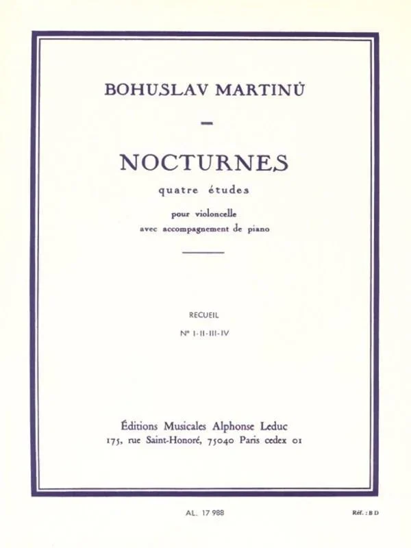 Martinu, Nocturnes for Cello and Piano (Leduc)