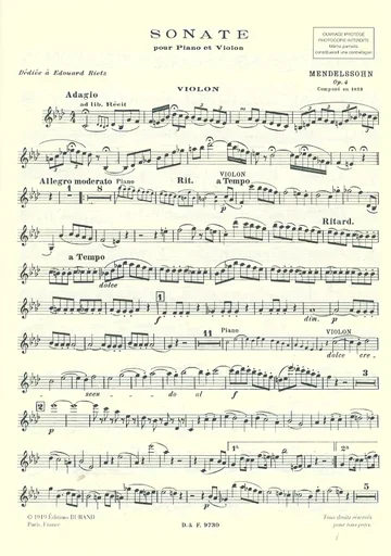 Mendelssohn, F.: Sonate Op.4 (violin & piano)