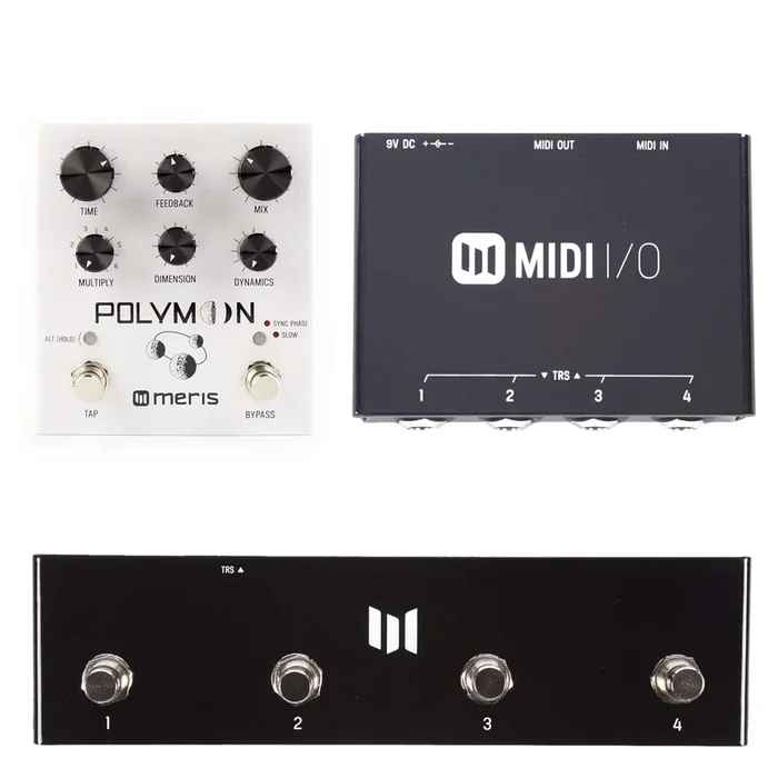Meris Polymoon Super-Modulated Delay Pedal with Meris MIDI I/O and Preset Switch Bundle
