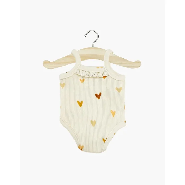 Minikane gordis ribbed strap bodysuit with little brown sugar hearts and lace