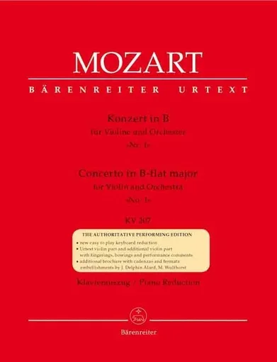 Mozart, W.A. (Mahling): Concerto No. 1 in Bb Major, KV 207 (violin & piano) Barenreiter Urtext