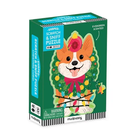 Mudpuppy Christmas Corgi 48 piece scratch and sniff puzzle