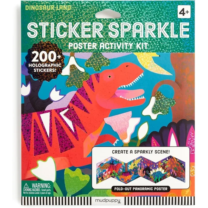 Mudpuppy dinosaur land sticker sparkle poster activity kit