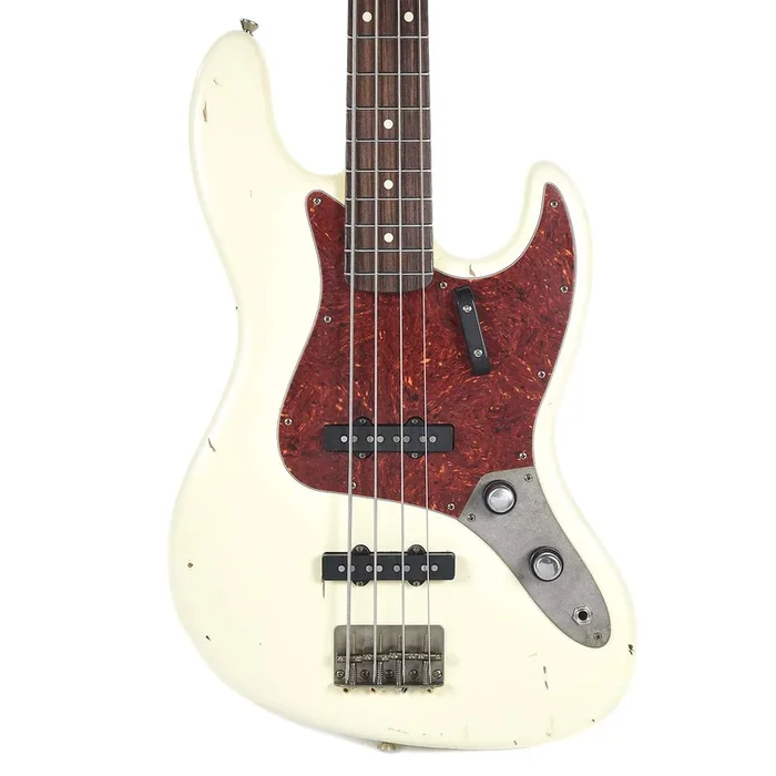 Nash JB-63 Olympic White Stack Knob Light Relic w/Matching Headstock, Tortoise Pickguard, & Lollar Pickups