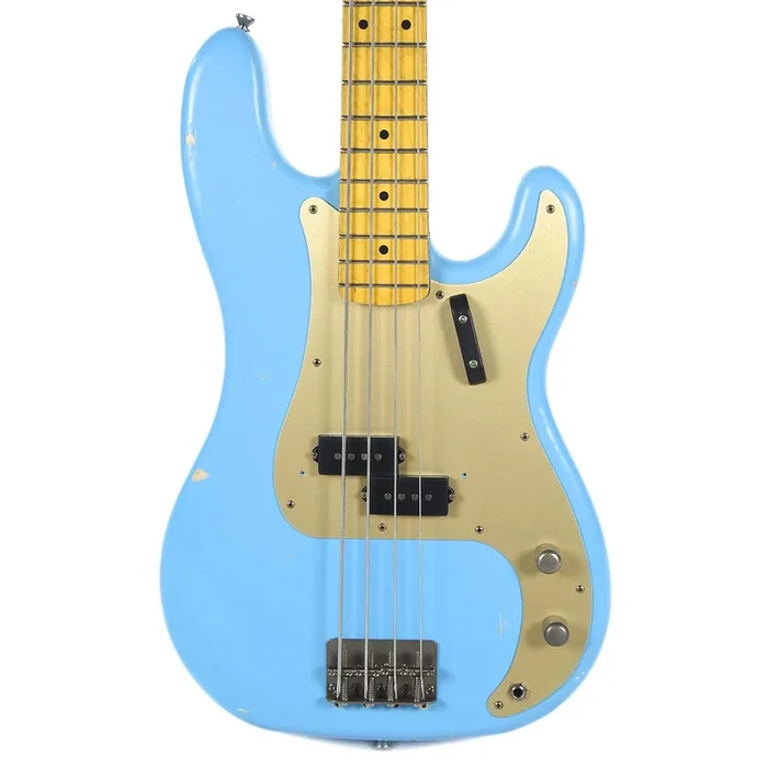 Nash PB-57 Daphne Blue Light Relic w/Gold Anodized Pickguard & Lollar Pickups