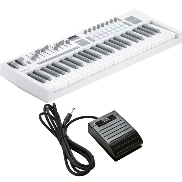 Novation Launchkey 49 Mk4 Keyboard Controller – White PEDAL PAK