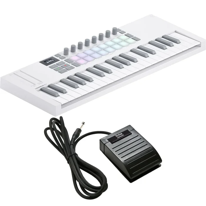 Novation Launchkey Mini 37 Mk4 Keyboard Controller – White PEDAL PAK