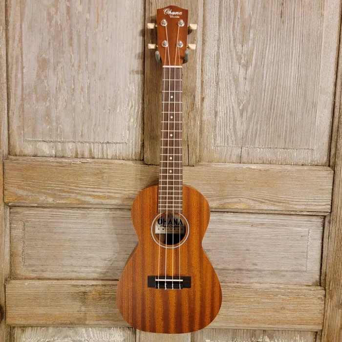 Ohana Concert CK-10 Starter Pack Laminate Mahogany Ukulele, Bag, Tuner, Strap, Button h956