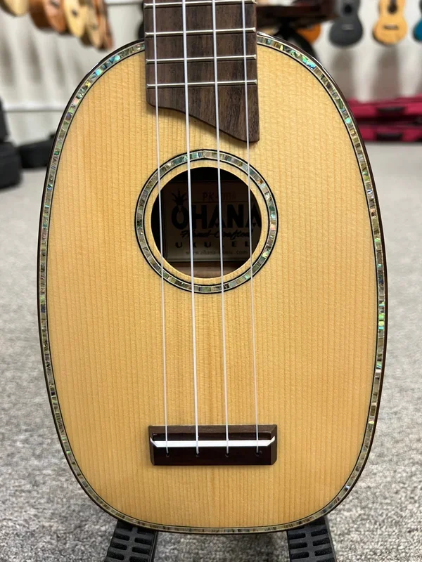 OHANA PK-70G Pineapple Soprano Ukulele – Solid Spruce/Solid Mahogany
