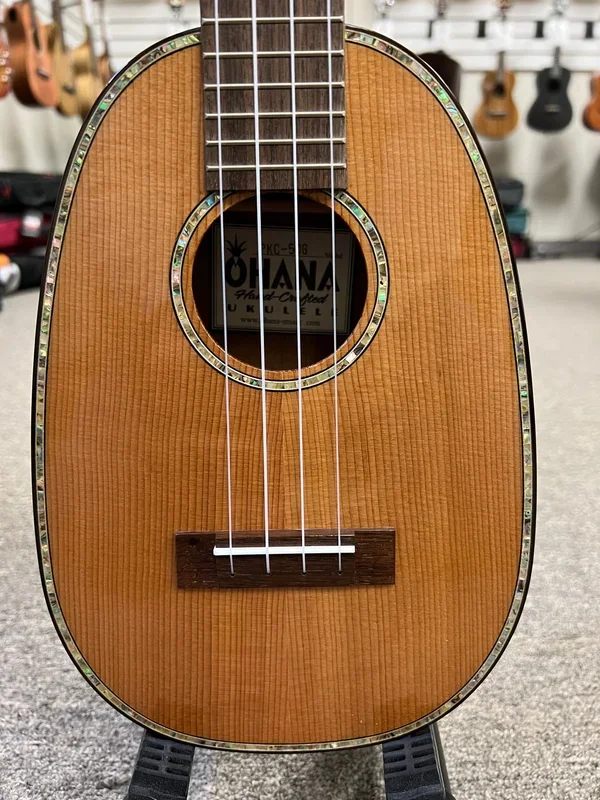 OHANA PKC-50G Pineapple Concert Ukulele – Solid Cedar/Solid Mahogany