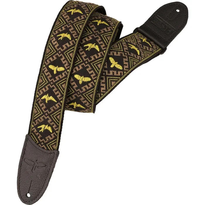 Paul Reed Smith 2″ Jacquard Hootenanny Style Guitar Strap w/Birds – Yellow and Black