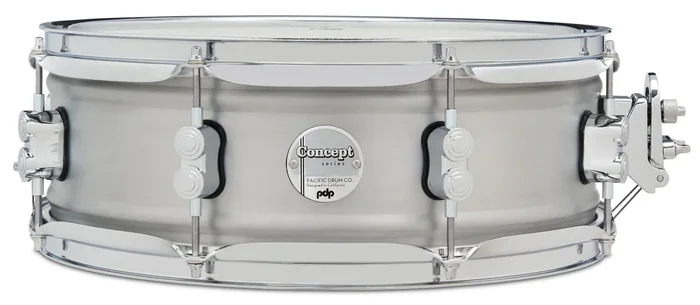 PDP Concept Series 5″ X 14″ Aluminum Snare Drum – Natural Satin Brushed Aluminum & Chrome Hardware