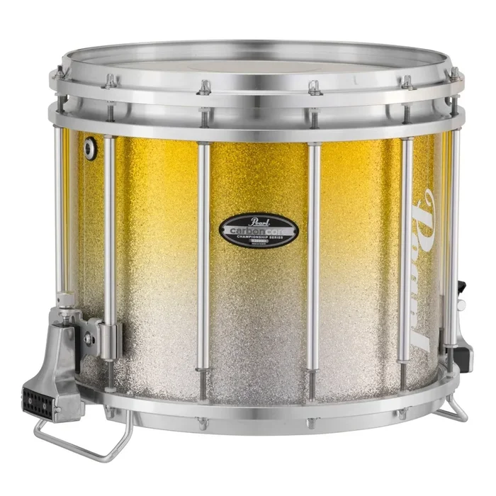 Pearl Marching Percussion: 13X11 Maple Carboncore Ffx Marching Snare Drum, w/R Ring #965 Yellow Silver Fade (Top)