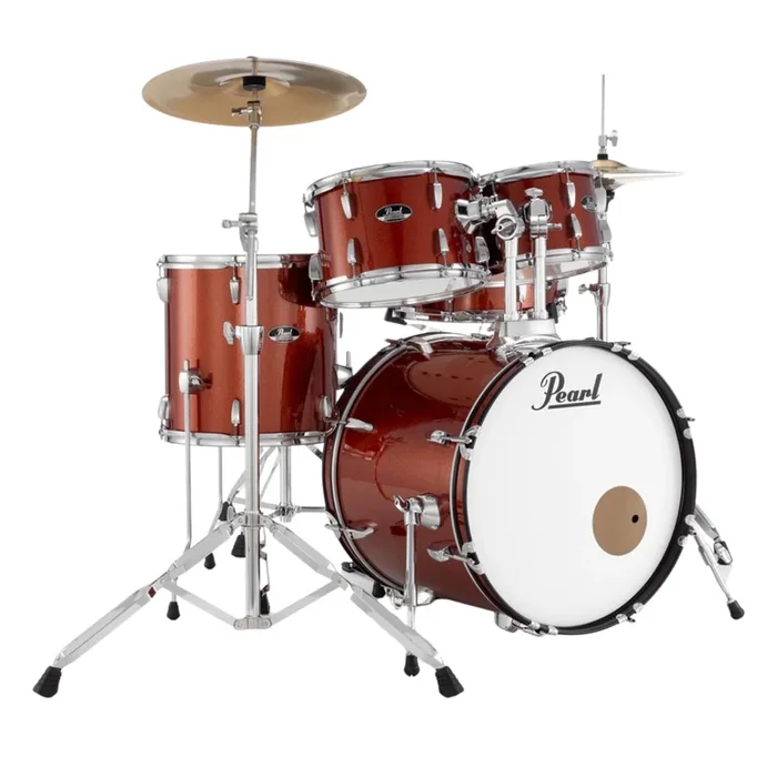 Pearl Roadshow 20″ 5pc Fusion Drum Kit with Hardware and Cymbals – Burnt Orange Sparkle
