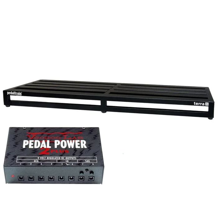 Pedaltrain TERRA Pedalboard 5 w/ Hard Case Bundle w/ Voodoo Lab Pedal Power 2 PLUS Isolated Power Supply