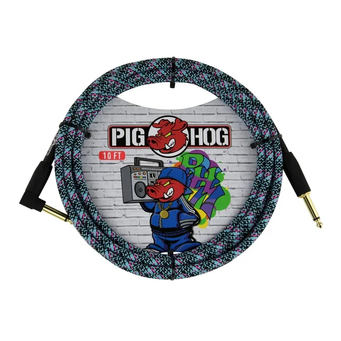 Pig Hog “Graffiti Blue” Instrument Cable – 10ft RA
