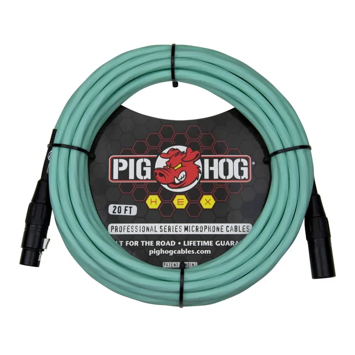 Pig Hog Hex Series Mic Cable, 20ft – Seafoam Green