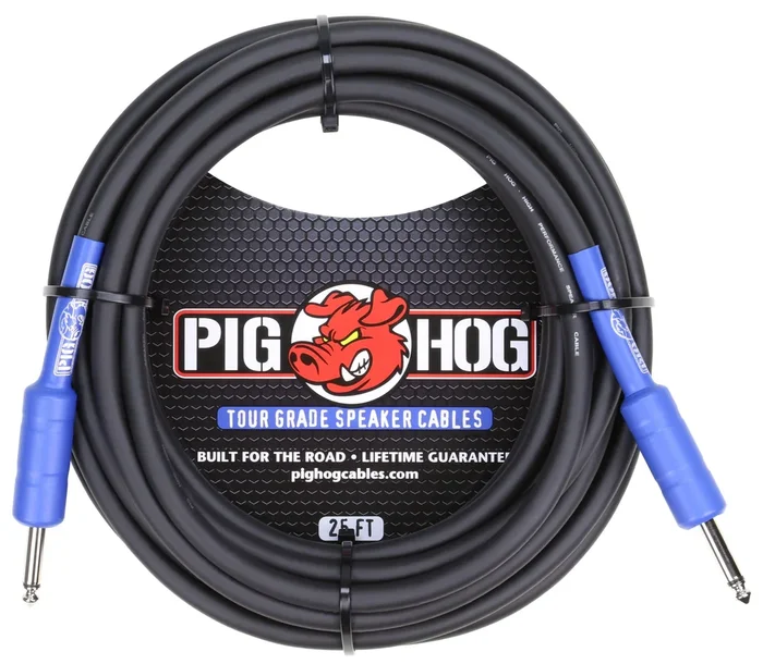 Pig Hog PHSC25 14 Gauge Speaker Cable 25′ – Tour Grade – 1/4″ Connectors