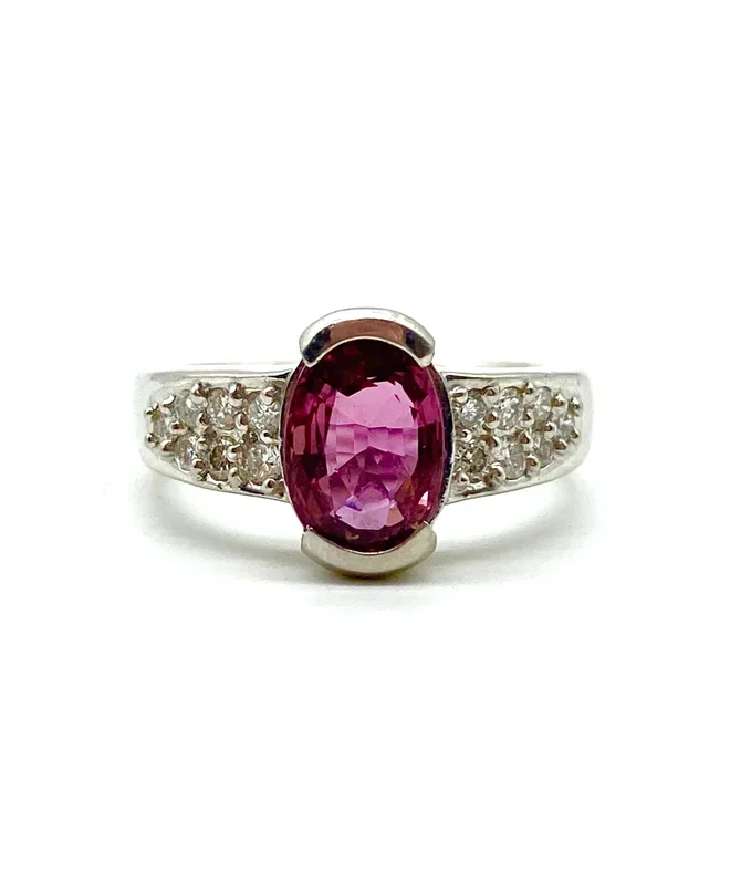 Platinum Pink Sapphire and Diamond Ring