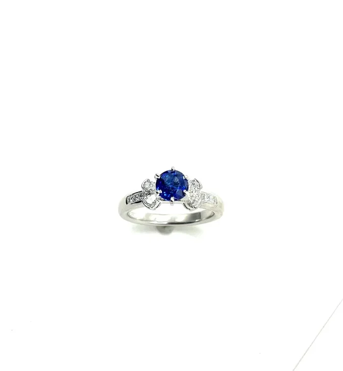 Platinum Sapphire and Diamond Ring