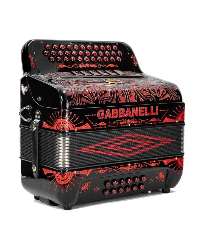 Pre-Owned Gabbanelli Two-Tone Accordion FBbEb-EAD Fa/Mi – Black/Red Sparkle | Used