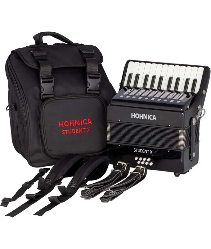 Pre-Owned Hohnica Student X 22 Treble/8 Bass Piano Accordion – Black | Used