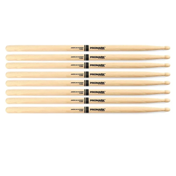 Promark American Hickory 2B Wood Tip Drum Sticks (4 Pair)