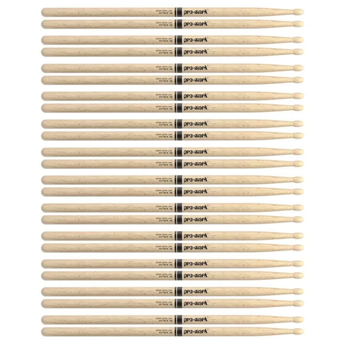 Promark Japanese White Oak 5B Wood Tip Drum Sticks (12 Pair Bundle)