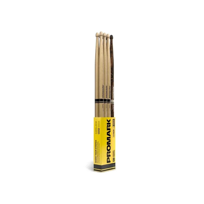 ProMark Rebound 5A Hickory Drum Stick, Acorn Wood Tip, FireGrain Bonus 4pack
