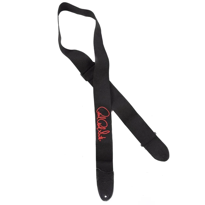 PRS 2″ Black Poly Strap Premium Leather Tabs Red Signature