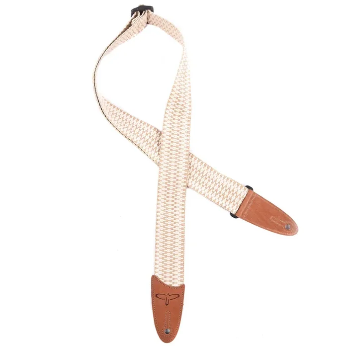 PRS 2″ Cotton Woven Strap Premium Leather Tab Logo White/Brown
