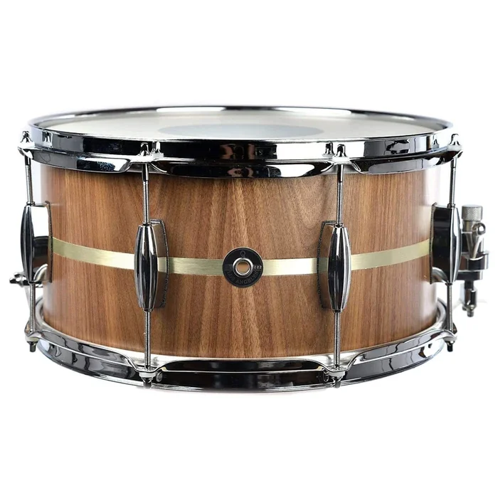 Q Drum Co. 7×14 Satin Walnut/Maple Snare Drum w/Brushed Brass Inlay