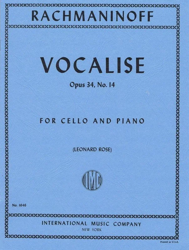 Rachmaninoff, Vocalise Op. 34 No. 14 for Cello and Piano (IMC)