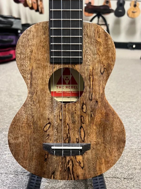 Rebel Creme Brulee Concert Longneck Ukulele w/Case- Solid Mango – Rebel Mango Slim Super Concert