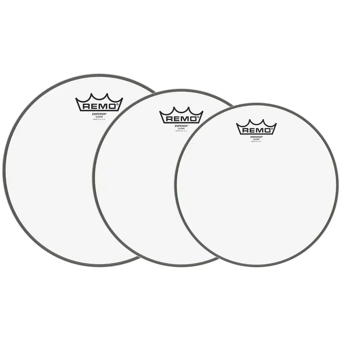 Remo 10/12/14″ Emperor Clear Drumhead (3 Pack Bundle)