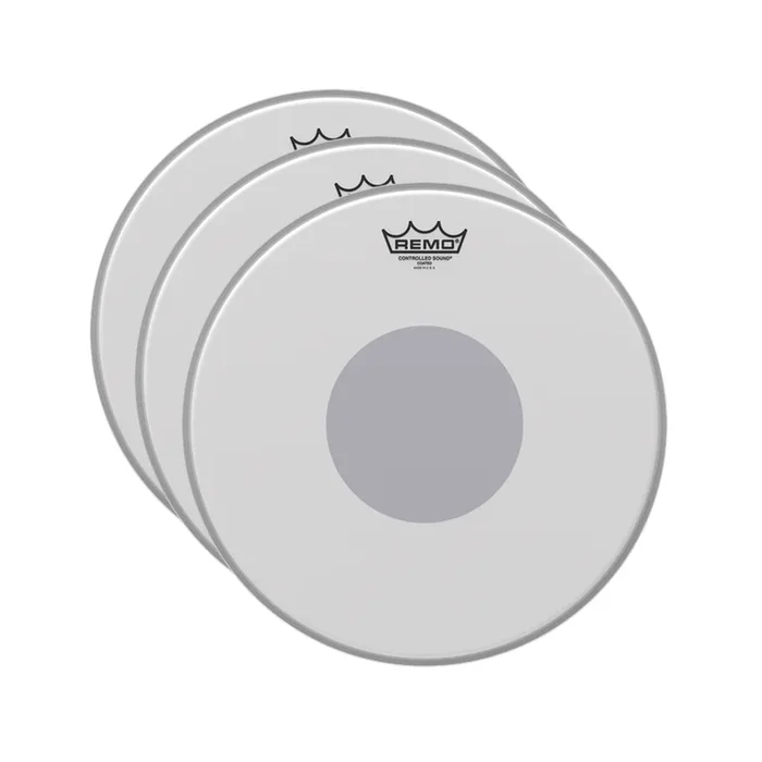 Remo 13″ Controlled Sound Coated Black Dot Drumhead (3 Pack Bundle)