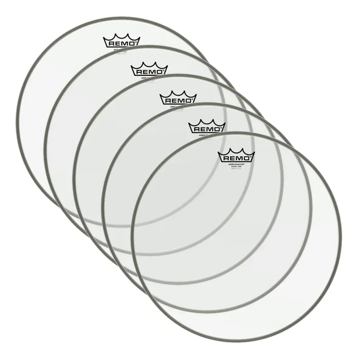 Remo 14″ Ambassador Classic Hazy Snare Side Drumhead (5 Pack Bundle)