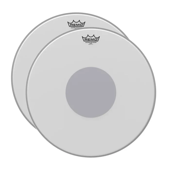 Remo 18″ Controlled Sound Coated Black Dot Drumhead Bottom Black Dot (2 Pack Bundle)