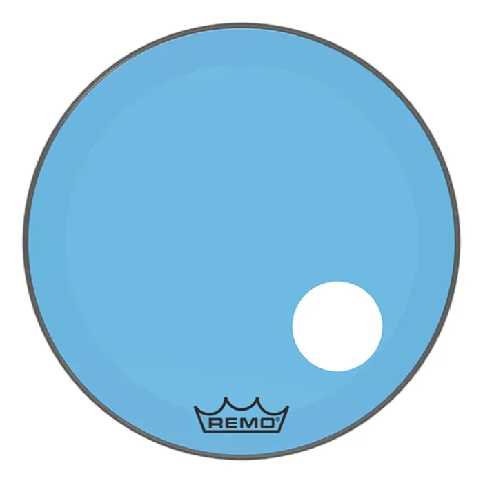 Remo 24″ Powerstroke P3 Colortone Blue Bass Drumhead w/5″ Offset Hole