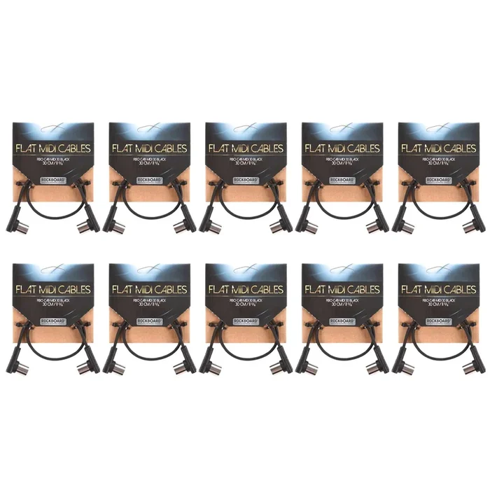 Rockgear Midi Cable, 30cm / 11.81″ Black 10 Pack Bundle